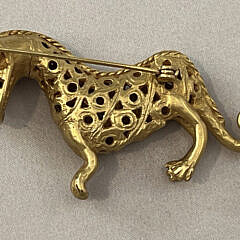 24K Gold Plated Pierced Body Stylized Horse Brooch