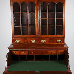 New England Inlaid Mahogany Secretary Bookcase, circa 1800-1810