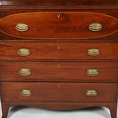 New England Inlaid Mahogany Secretary Bookcase, circa 1800-1810