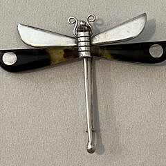 Vintage William Spratling Taxco Sterling Silver and Tortoiseshell Dragonfly Brooch Pin