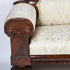 American Classical Empire Carved Mahogany Sofa, 19th Century