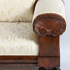 American Classical Empire Carved Mahogany Sofa, 19th Century