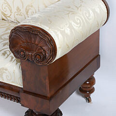 American Classical Empire Carved Mahogany Sofa, 19th Century