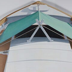 Cady Oil on Shaped Canvas “Mediterranean Work Boat”, circa 1994-95
