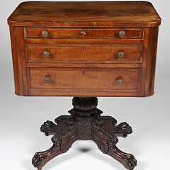 American Empire Classical Carved Mahogany Work Stand Circa 1840