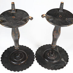 Pair of Scenic Mother of Pearl Inlaid Papier Mache Brandy Stands, 19th Century