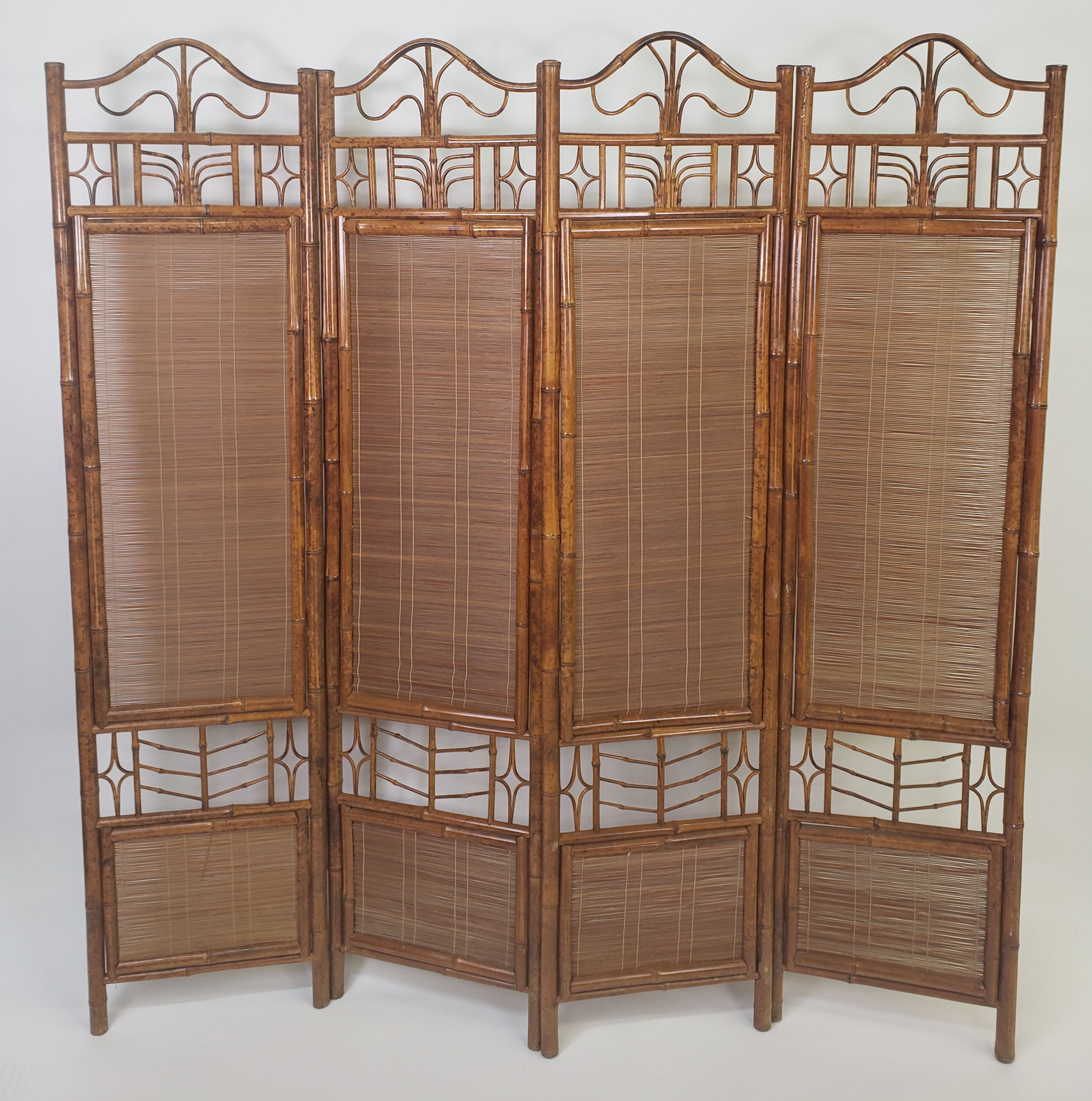 Vintage Bamboo Folding Screen Vintage Bamboo FourPanel Folding