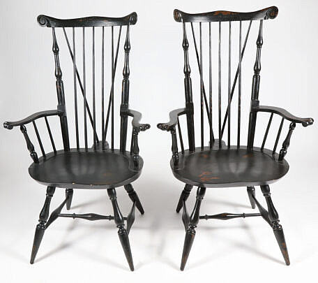 40-4936 Pair of Nantucket Style Windsor Arm Chairs A IMG_7929