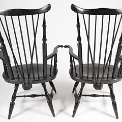 Pair of Nantucket Style Brace Fan Back Windsor Armchairs, Contemporary