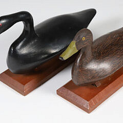 Pair of Dr. John Carriere Carved Miniature Duck Decoys 