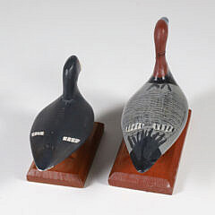 Pair of Dr. John Carriere Carved Miniature Duck Decoys 