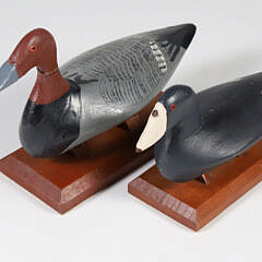 Pair of Dr. John Carriere Carved Miniature Duck Decoys 