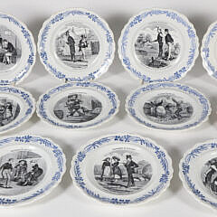 Set of Fourteen Creilet Montereau “Terre de Fer” France Humorist Plates