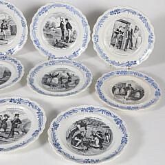 Set of Fourteen Creilet Montereau “Terre de Fer” France Humorist Plates