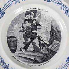 Set of Fourteen Creilet Montereau “Terre de Fer” France Humorist Plates