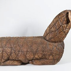 Folk Art Carved Wood Reclining Lamb