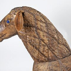 Vintage Folk Art Carved Wood Reclining Lamb