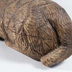 Vintage Folk Art Carved Wood Reclining Lamb