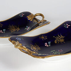 Pair Continental Porcelain Sweet Meat Dishes, 19th Century