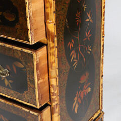Decorative Bamboo and Lacquered Chest of Four Drawers