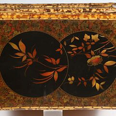 Decorative Bamboo and Lacquered Chest of Four Drawers