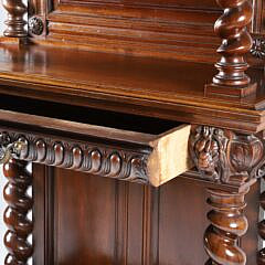 Finely Carved Signed Sauvrezy Two Tier Cabinet, 19th Century
