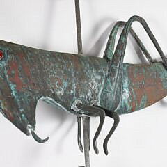 Large Green Patina Copper Grasshopper Weathervane