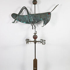 Large Green Patina Copper Grasshopper Weathervane