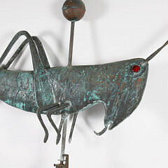 Large Green Patina Copper Grasshopper Weathervane