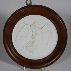 Set of Four Classical Bisque Tiles in Custom Mahogany Frames