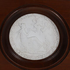 Set of Four Classical Bisque Tiles in Custom Mahogany Frames