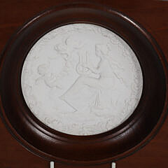 Set of Four Classical Bisque Tiles in Custom Mahogany Frames