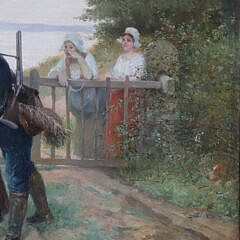 Alphonse Gaudefroy Oil on Canvas “The Flirtatious Hunter”