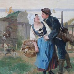 Alphonse Gaudefroy Oil on Canvas “The Flirtatious Hunter”