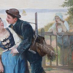 Alphonse Gaudefroy Oil on Canvas “The Flirtatious Hunter”