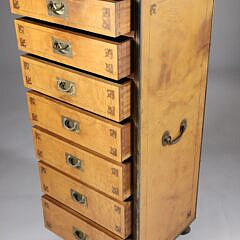 Vintage 7-Drawer Campaign Style Tall Chest of Drawers