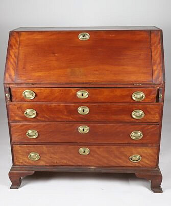 American Birch and Mahogany Slant Front Desk 18th Century