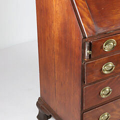 American Chippendale Flame Birch and Mahogany Slant Front Desk, 18th Century