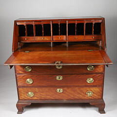 American Chippendale Flame Birch and Mahogany Slant Front Desk, 18th Century