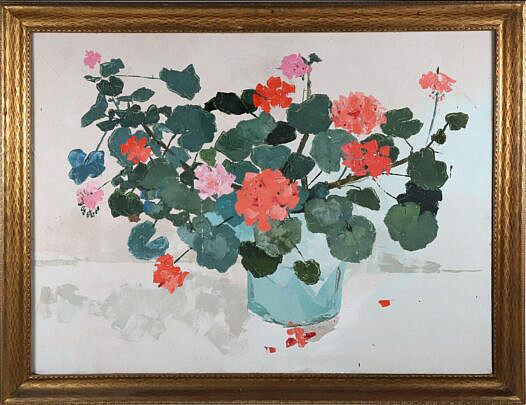 Andrew Shunney (American 1916-1978) Oil on Canvas " Geraniums"