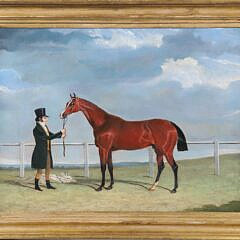 Oil on Canvas "Barrister Leading a Horse", 19th Century
