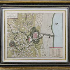 Hand Colored Copper Plate Engraving "Map of Dunkerque"