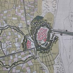 Hand Colored Copper Plate Engraving “Plan De Dunkerque”, French circa 1712