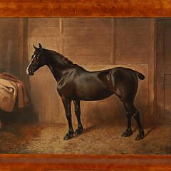 Oil on Canvas "Portrait of a Horse in the Stable"