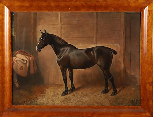 Oil on Canvas "Portrait of a Horse in the Stable"