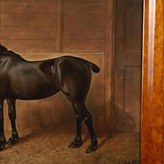Oil on Canvas “Portrait of a Horse in the Stable”, circa 1902