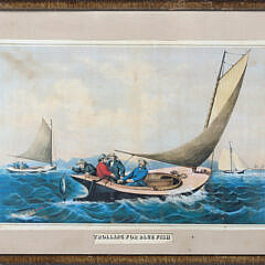 Colored Lithograph Trolling for Bluefish 19th Century
