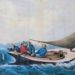 Currier & Ives Colored Lithograph “Trolling for Bluefish”, 19th Century