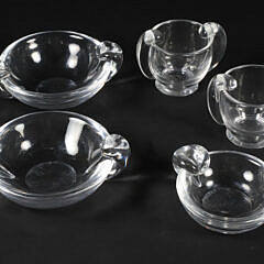 Three Steuben Ash Trays and Two Cigarette Holders