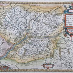 Hand Colored Copper Plate Engraving “Map of Anjou” circa 1579